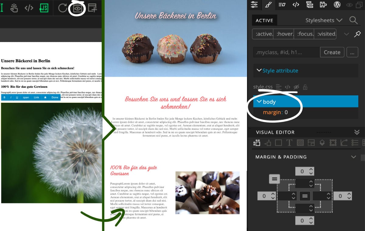 Weiße Umrandung der Website in Pinegrow entfernen Weiße Umrandung der Website in Pinegrow durch margin:0 beim body entfernen