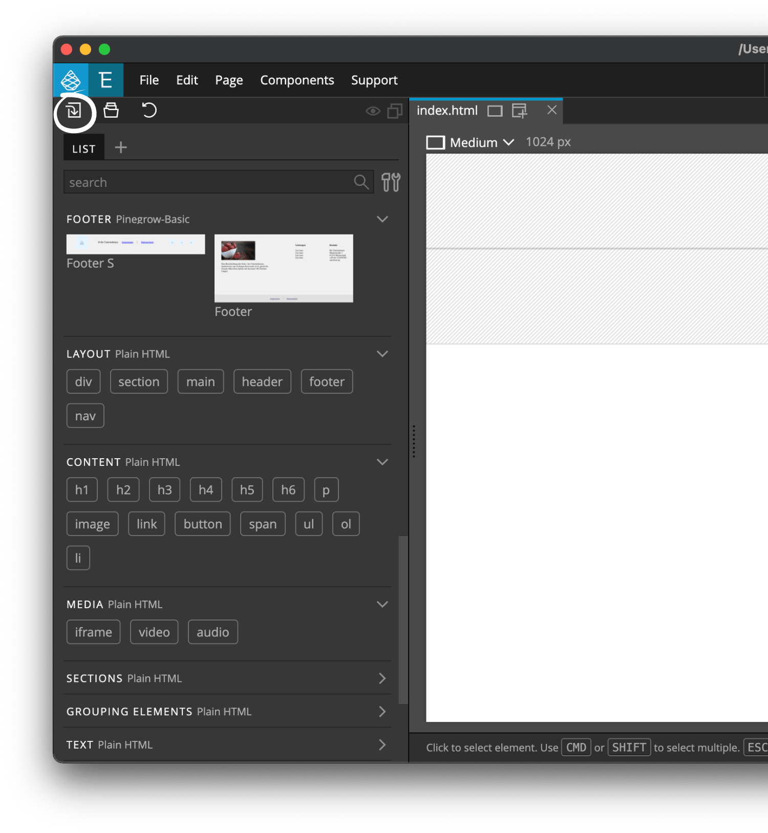 Pinegrow-Library Left sidebar from Pinegrow: Library with HTML elements and components for your website - Pinegrow-Forest