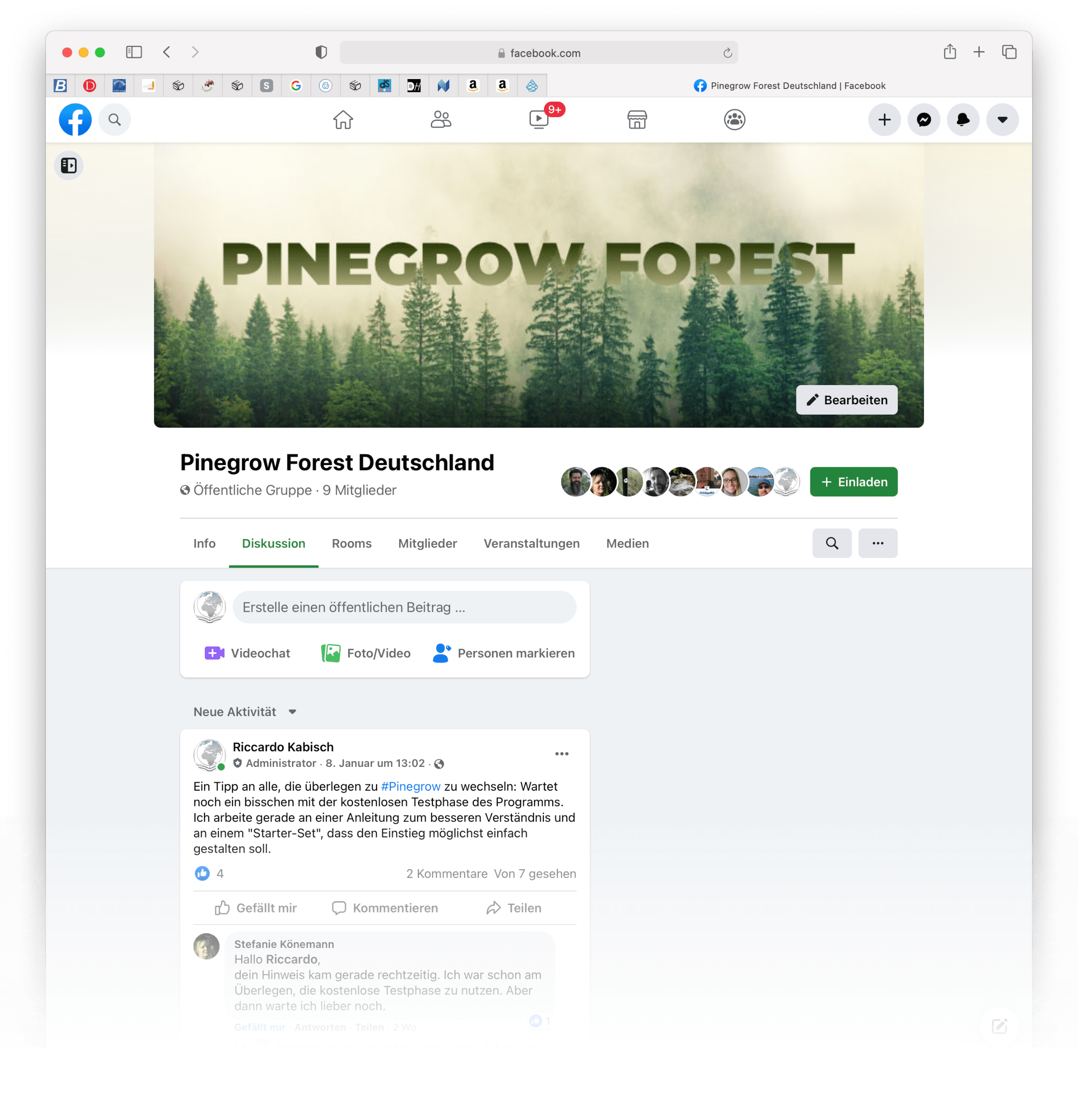 Facebook Gruppe vonPinegrow Forest mit Hilfe, Tipps und Tricks rund um Pinegrow in Deutsch