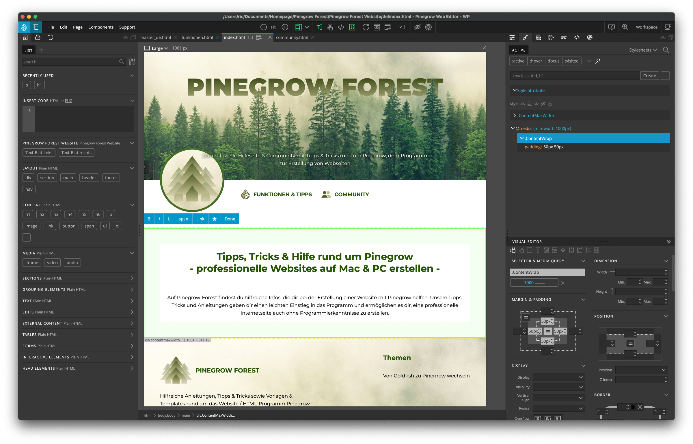 Pinegrow Project Pinegrow Forest Pinegrow - The program for creating web pages for professionals with Pinegrow Forest project open