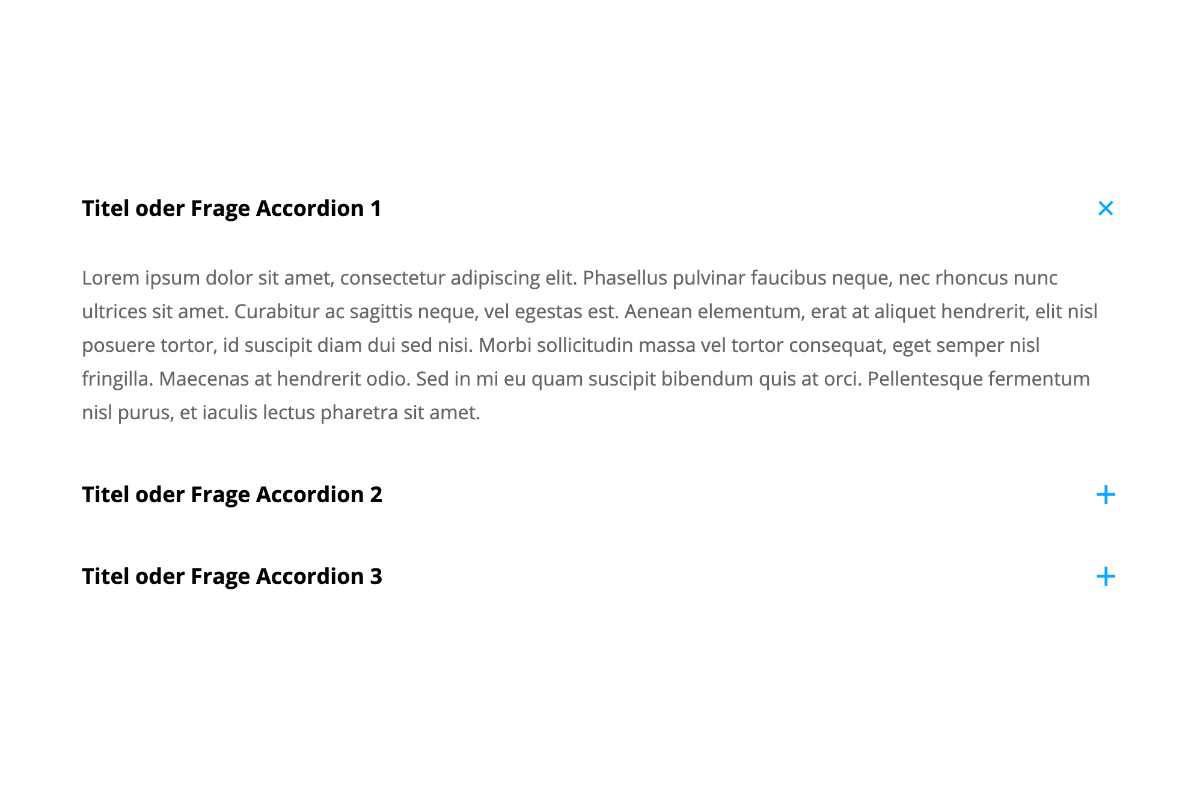 Accordion - FAQ mit Animationen - Pinegrow Forest Basic Komponente