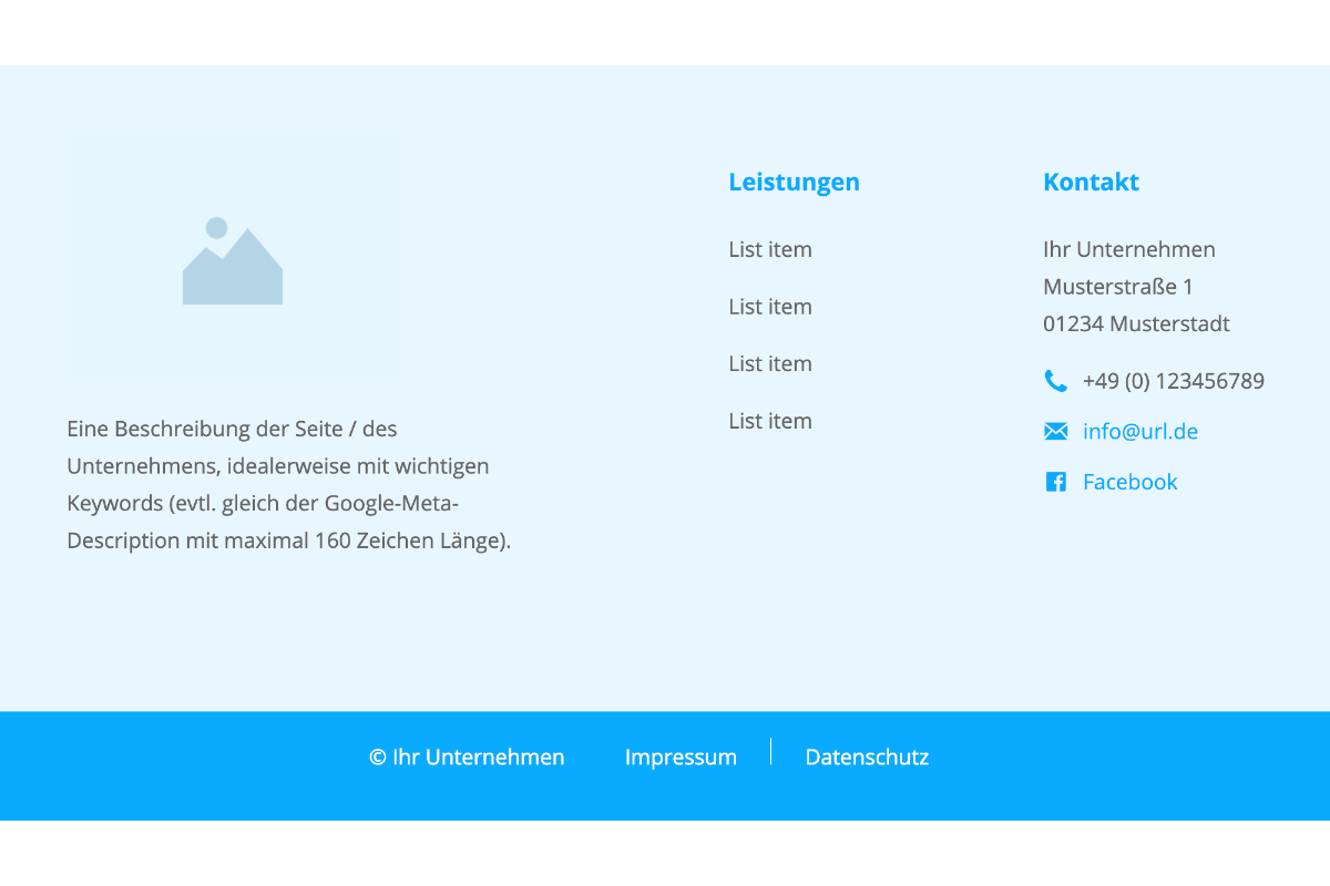 Footer M - einfach einen Footer in die Website einbauen - Pinegrow Forest Basic Komponente